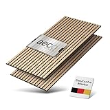 Aeco Sound® - Akustikpaneele Holz | 2 Stück je 120x60cm | Echtholz-Furnier (Eiche) & Akustik-Filz (Schwarz) | 2er Set = 1,44qm | 3D Wandverkleidung, Geräuschunterdrückung, Schalldämmung