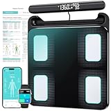 Körperfettwaage mit Handsensoren,8 Elektroden Körperanalysewaage mit App,Waage mit Körperfett und Muskelmasse,Einziehbarer Griff,Personenwaage mit Körperfettanalyse,Körperfett,BMI LED-Bildschirm