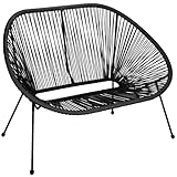 Gartenbank wetterfest – 2-Sitzer Gartensofa mit Metallgestell & PE-Rattan – Balkon Lounge Sitzbank Outdoor – Stilvolle Balkonmöbel für Garten & Terrasse - Maße: 114 x 75 x 88 cm, Gewicht: 7 kg