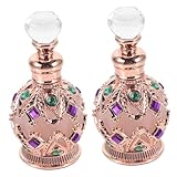 LOLIPPYY 2 Stück Nachfüllbare Reisegröße Parfümflaschen aus Kristallglas Elegante Vintage Duftzerstäuber für Ätherische Öle und Parfüm Dekorative Tragbare Aromabehälter in Roségold