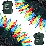 Batteriebetriebene Lichterkette, 2 Stück, 50 LED-Weihnachtslichter, wasserdicht, Mini-Lichter-Set mit 8 Modi, für den Innen- und Außenbereich, Weihnachtsbaumkranz, Hochzeit, Dekoration, mehrfarbig