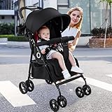 Vinteky Klappbar Buggy Kinderwagen Sportwagen Kindersportwagen Kombi-Funktion Reisebuggy, 360° 4-Zoll-Räder, mit Liegefunktion 5-Punkt-Sicherheitsgurt, ab 6 Monate 25kg Großer Korb