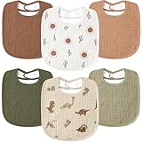 Susurration Lätzchen Baby Musselin Halstuch Baby Weiche Verstellbare Quadratische Sabberlätzchen 6 pack für Unisex Mädchen & Jungen(Dinosaurier Druck)