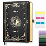 LOAPEM notizbuch A5 Liniertes, Tagebuch für Erwachsene–192 Seiten, 100gsm Hardcover Notizbuch mit Sonne-Mond-Design für Frauen und Männer für Arbeit, Schule, Reise journal, Geschenk, Schwarz
