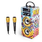 Trendix - Karaoke Maschine Kinder Golden Star | Karaoke Anlage Mit 2 Mikrofonen Für Jungen Und Mädchen | Musikbox Kinder Bluetooth, Fm Radio, USB, Sd | Musikbox Mit Mikrofon | Geschenk Junge 5 Jahre
