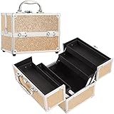 Kosmetikkoffer Damen Schminkkoffer Leer Make up Koffer mit Schloss Kosmetik Organizer Beauty Case für Mädchen,Roségold
