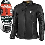 SHIMA WINCHESTER 2.0 Motorradjacke Damen - Klassische Biker-Lederjacke mit Rücken, Schulter und Ellbogen Protektoren, verstärkte Doppelnähte (Schwarz, S)