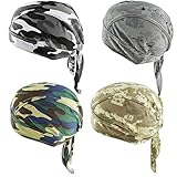 Vertvie 3 Stück Kopftuch Atmungsaktiv Sports Bandana Cap Bikertuch Bandanas Hat Radfahren Mütze Herren Damen (One Size, 4 Paar)