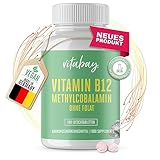 Vitabay Vitamin B12 500 µg Lutschtabletten hochdosiert ohne Folat – 180 vegane Tabletten – Vitamin B12 vegan Methylcobalamin Tabletten