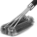VDISRR Grillbürste,Grillbürste Edelstahl, Grillrost Bürste, Dreireihigen Edelstahlborsten, Langer Griff, geeignet für Gasgrills, Holzkohlegrills und Elektrogrills