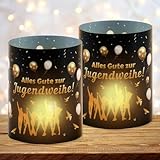 Windlichter Tischdeko Jugendweihe, 12 Stück Windlicht Lichthülle, Alles Gute zur Jugendweihe Deko Junge Mädchen, Party Deko für Teelichter oder Kerzen