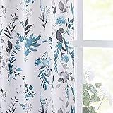 MYSKY HOME Wohnzimmer-Vorhänge, 2 Paneel-Sets, Blumenvorhänge für Esszimmer, Bauernhaus-Vorhänge, Verdunkelung, wärmeisolierte Vorhänge, 274 cm lang, Fensterbehandlung, Ösenvorhänge, türkis