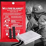 Löschdecke für küche - Feuerlöschdecke DIN EN 1869:2019 Sicherheit Glasfaser Brandschutzdecke für Fettbrände Auto Schule Kamin Grill Büro Garage Schweißen Lager 1m x 1m