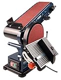 Ferm Bandschleifmaschine – 350W – 150mm - einschl. 2 Schleifbänder (P80 & P120) und 2 Schleifscheiben (P80 & P120), BGM1022