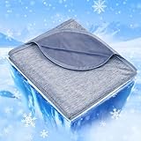 IKALIFE Kühldecke Leichte Kühlende Decke - 2 in 1 Doppelseitige Sommerdecke Q-Max0,5 Dünne Selbstkühlende Decke Sommer Cooling Blanket zum Schlafen Kältedecke für Menschen Bett 150 x 200 cm Blau