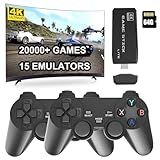 Drahtlose Retro-Konsole Spielkonsole, Retro Konsole Game Stick mit 20000+ eingebauten klassischen Spielen und 4K-HDMI-Ausgang, Plug & Play mit 2 Gamepads(Schwarz)