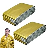 RLXMARTD 2 Pakete Rettungsdecke Gold/Silber 210x160cm Rettungsfolie Wärmedecke Erste Hilfe Wärmefolie Emergency Blanket (2, Gold/Slive)