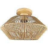 OSALADI Rattan Deckenleuchte Wabi sabi Stil LED Flachmontage Wohnzimmer Esszimmer Schlafzimmer Lampe Retro Geflochtene Deckenlampe ohne Leuchtmittel Praktische Küche Beleuchtung
