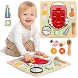 Mamabrum Montessori Zahnarztspielzeug – Holztafel 45x45 cm mit Zähnen, Zahnbürste, Spiegel und Geschmäck – Pädagogisches Lernspiel ab 18 Monaten