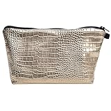PREMYO Kosmetiktasche Klein für Handtasche - Schminktasche Damen Make Up Tasche - Federmappe Mädchen Etui Gold Glänzend