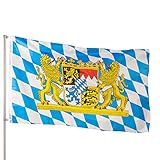 PHENO FLAGS Premium Bayern Flagge 90x150cm - Extrem wetterbeständige Fahne mit Messingösen, 100% Polyester, robuste Doppelnaht & in lebendigen Farben - ideal für Flaggen-Liebhaber