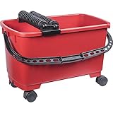 Connex Fliesen-Rollenwaschset 22 Liter - rot / schwarz - Stabile Ausdrückrollen - Inklusive 4 Laufrädern für einfachen Transport / Wascheimer / Fliesenleger Werkzeug / Fliesenwaschset / COX790701
