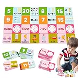 Generisch Mathe-Lernspiele Ab Klasse 1 | Frühpädagogisches Holzspielzeug | Vorschule Lernspielzeug Mit Zeitbewusstsein & Worterkennung Für Kinder 6-8 Jahre & Mädchen