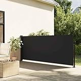 Myheimly Seitenmarkise, Wandmarkise mit PU-Beschichtung, Sichtschutz für Balkon Terrasse Garten, Windschutz Markise, Ausziehbar Polyester Schwarz,100 x 300 cm