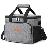 Lifewit Kühltasche Wählbare Kapazität: 8,5L/15L/24L, Isolierte Lunchtasche, Tragbare Cooler Bag, Thermotasche für Essen, doppellagig für Arbeit, Schule, Strand, Picknick, Reise, 15L Grau