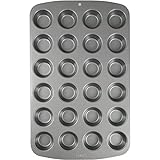 PME CSB111 Antihaftbeschichtete Mini-Muffinform mit 24 Löchern aus Karbonstahl, Edelstahl, Silver, 39.4 x 24.6 x 2.1 cm