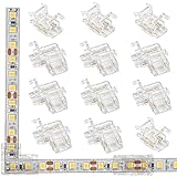 AONAYO 12 Stück COB Led Eckverbinder,Led Streifen Verbinder,Led Streifen Eckverbinder,2 Pin 8mm Streifen Eckverbinder,L-Form Und T-Form,Kabelverbinder Für Spaltfreies Löten Strip Eckverbindung