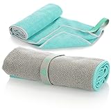 com-four® 2X Yoga Handtuch - Schnelltrocknendes Pilates Tuch - Yogahandtücher 64 x 40 cm - Mikrofaser Handtuch für Sport, Strand, Duschen und Baden [Auswahl variiert]