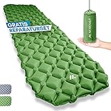 NORDMUT® Isomatte Camping Matratze [mit Reparaturset] Isomatte Outdoor Luftmatratze | Isomatte Ultraleicht für Wandern, Outdoor, Camping - kleines Packmaß [grün]