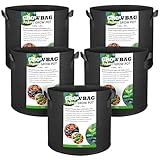 Gemtte Pflanzsack, 5 Stück 20L Pflanze Grow Töpfe, Atmungsaktive Vliesstoff Stofftöpfe mit Griffen für Kartoffeln, Tomaten und Erdbeeren (5 Gallon)