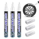 PELKDEX 3 Stück Reifenstift Weiß Auto Reifen Stift Hohe Kapazität Reifenstift Wasserfest Auto Reifenmarker Reifen Lackstifte für Auto Motorrad Reifen