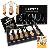 Harvest Premium 6-Teiliges Käsemesser Set - Komplette Käsemesser-Kollektion aus Edelstahl mit Teakholzgriffen und Durchgehenden Klingen mit 15 festlichen Rezepten (zum Verschenken bereit)