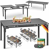 KESSER® Gartentisch Ausziehbar 180/240x90cm für bis 8 Personen Ausziehtisch erweiterbar Esstisch Wetterfest & UV-Beständig Pulverbeschichteter Stahl Tisch mit 6 Filz-Untersetzer für Garten & Terrasse