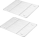 HaWare Abkühlgitter 2er Set, 100% Edelstahl Dicker Kuchengitter Auskühlgitter Backgitter Rechteckig zum Backen Braten Kühlen Grillen - 29.5 x 23 x 2 cm, Gesund & Langlebig, Spülmaschinenfest
