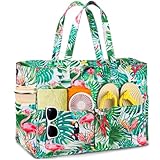 WUQNGI Strandtasche XXL Familie, Groß Strandtasche Damen mit Reißverschluss, Badetasche Wasserdicht mit Trocken und Nass Fächern, Faltbar Leichte Handtasche Strandtaschen für Strand, Reisen