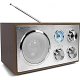 Blaupunkt RXN 180 Nostalgieradio in zeitlosem Holz-Design, mit PLL-UKW-FM-Radio, Bluetooth, AUX-IN, einfache Bedienung, hochwertige Drehregler & Holzkorpus für kraftvollen Klang, Walnuss