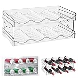 WANDGU Kühlschrank Organizer Flaschen: 8 Flaschen Stapelbarer Flaschenhalter, Weinflaschen Halter, Weinflaschenhalter Kunststoff, Dosenregal, Transparenter Wasserflaschenhalter für Schrank, Büro