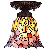 Küchenleuchte im Tiffany-Stil, 17,8 cm, warmer Orchideen-Lampenschirm für den Garten, Deckenlampe im Tiffany-Stil, Balkonlampe, Flurlampe