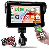 Rimoody 5 Zoll Carplay Bildschirm für Motorrad Kabellos Carplay und Android Auto Display für Motorräder, Wireless Carplay Autoradio für Krafträder Support EQ Wasserdichter Bluetooth Helme & Kopfhörer