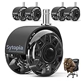 Sytopia 5er Set Bürostuhl Rollen 11x22MM, Große Gummirollen für Bürostühle, Perfekte Rollen für Teppich, Hartboden, Parkettböden, Bürostuhlrollen ersetzen Bodenmatten (Schwarz, Nicht für 1KEA)