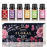 Wecona Blumige Ätherische Öle Set – 6x10ml ätherische Öle naturrein & Duftöl für Diffuser, für Kerzen, Kerzen mit Rose, Lavendel, Jasmin, Flieder, Kirschblüte & Gardenie
