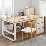 MGHRUE Computertisch Mit Bücherregal Und 3 Schubladen, PC-Schreibtisch, Studentenschreibtisch, Moderner, Einfacher Home-Office-Schreibtisch/Arbeitsplatz,Wood,120cm