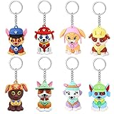 Lamuliya Paw Dog Patrol Schlüsselanhänger, 8pcs Schlüsselanhänger Figuren, Paw Dog Patrol Party Mitgebsel, Party Deko Kindergeburtstag für Schultasche Schlüssel Fans Geschenke für Kinder