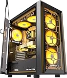 MUSETEX PC Gehäuse ATX, 6 PWM ARGB Lüfter vorinstalliert ATX Gehäuse, Computergehäuse mit zu öffnender Hartglastür, Mid Tower Gaming PC Gehäuse, USB 3.0 x 2, Schwarz, G07