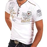 PPangUDing T-Shirts Herren Sommer Mode Kurzarm V-Ausschnitt Stickerei Mit Button Down Regular Fit Blouse Tops Hawaiihemd Männer Täglichen Wild Bequemer Fitness Sport Trainingsoberteil Streetwear