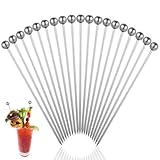 Tyqour 20 Stück Cocktailspieße aus Edelstahl Silber Martini Picks 11cm Wiederverwendbare Cocktail Picks Metall Obststicks Cocktail Stick Edelstahl Cocktail-Spieße für Fingerfood Sandwich Party Bar